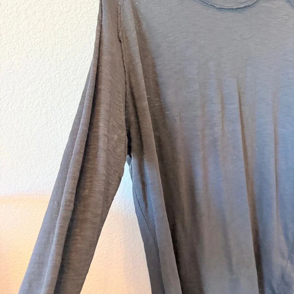 Free People We The Free Burnout Slub Tee Womens Small Black Long Sleeve